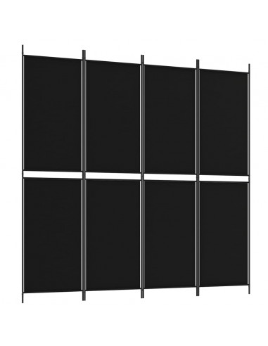 Divisorio a 4 Pannelli Nero 200x200 cm in Tessuto