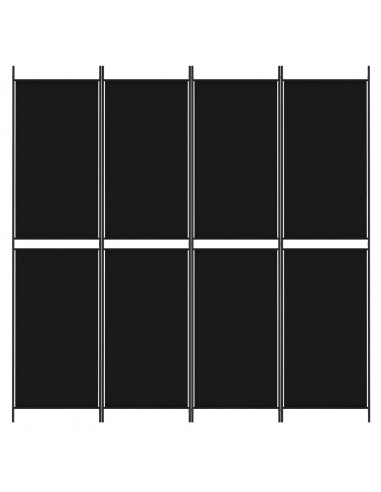 Divisorio a 4 Pannelli Nero 200x200 cm in Tessuto