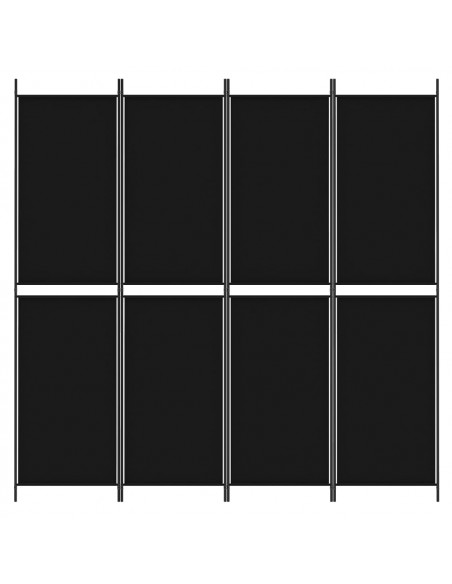 Divisorio a 4 Pannelli Nero 200x200 cm in Tessuto