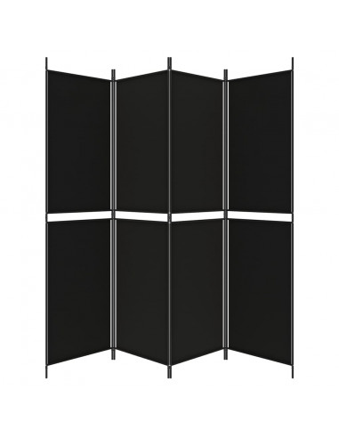 Divisorio a 4 Pannelli Nero 200x200 cm in Tessuto
