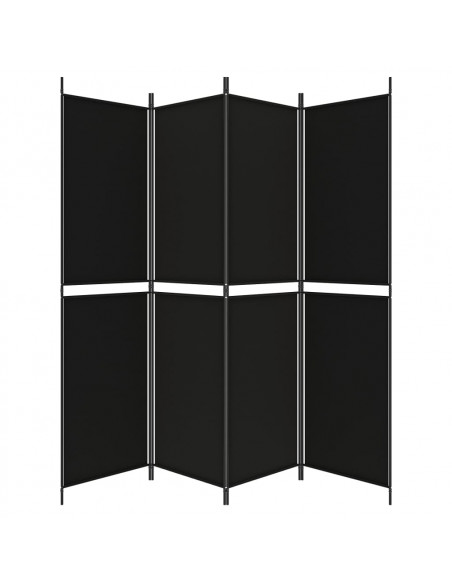 Divisorio a 4 Pannelli Nero 200x200 cm in Tessuto