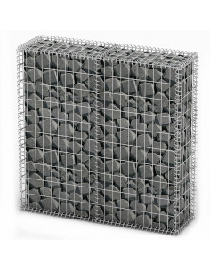 Cesto Gabbione con Coperchio in Filo Zincato 100 x 100 x 30 cm 2