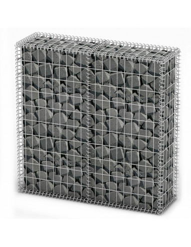 Cesto Gabbione con Coperchio in Filo Zincato 100 x 100 x 30 cm