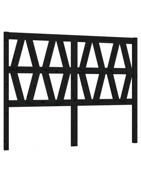 Testiera per Letto Nera 146x4x100 cm in Legno Massello di Pino