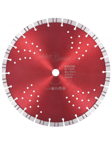 Disco da Taglio Diamantato con Turbo e Fori in Acciaio 300 mm