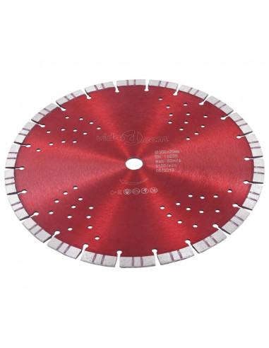 Disco da Taglio Diamantato con Turbo e Fori in Acciaio 300 mm
