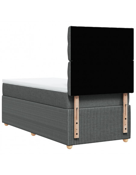 Giroletto a Molle con Materasso Grigio Scuro 100x200 cm Tessuto
