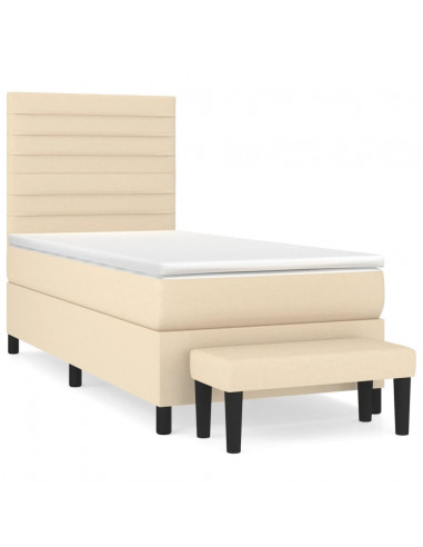 Giroletto a Molle con Materasso Crema 90x190 cm in Tessuto