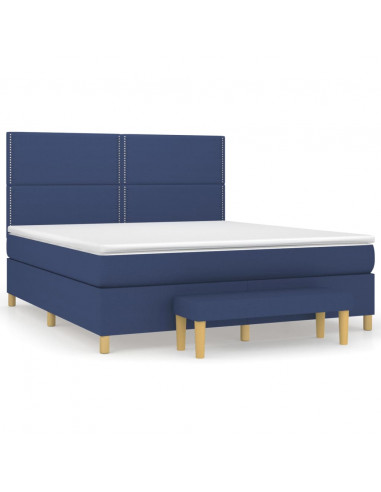 Giroletto a Molle con Materasso Blu 180x200 cm in Tessuto