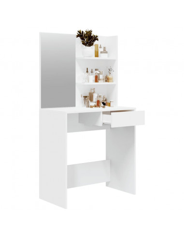 Toeletta con Specchio Bianco 74,5x40x141 cm