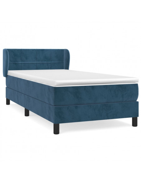 Giroletto a Molle con Materasso Blu Scuro 80x200 cm in Velluto