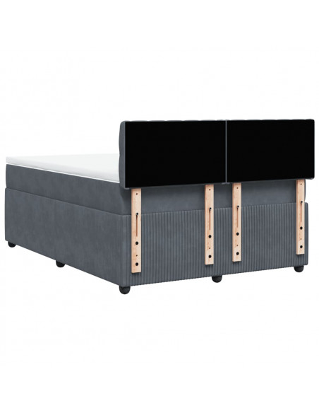 Giroletto a Molle con Materasso Grigio Scuro 140x200 cm Velluto