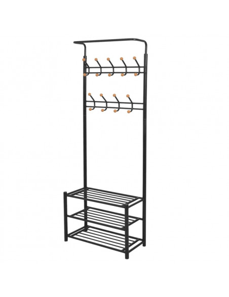 Appendiabiti con Deposito per Scarpe 68x32x182,5 cm Nero