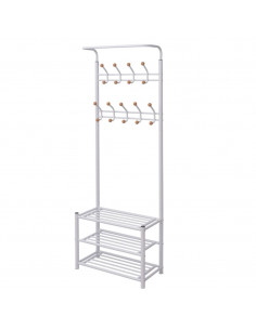 Appendiabiti con Poggiascarpe 68x32x182,5 cm Bianco 2