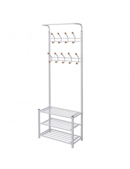 Appendiabiti con Poggiascarpe 68x32x182,5 cm Bianco