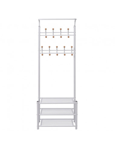 Appendiabiti con Poggiascarpe 68x32x182,5 cm Bianco