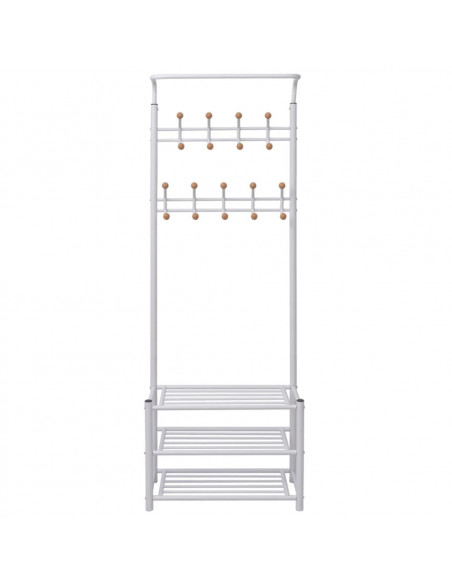 Appendiabiti con Poggiascarpe 68x32x182,5 cm Bianco