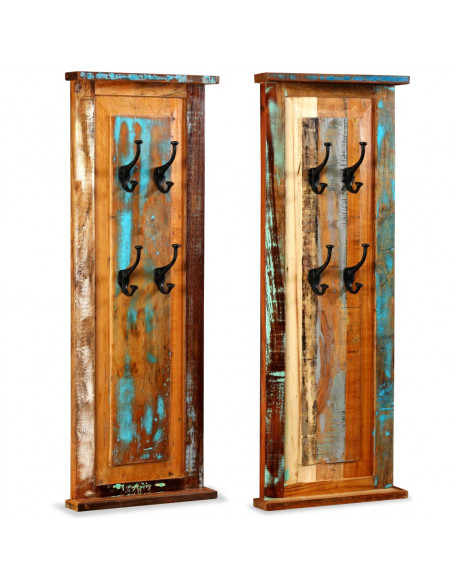 Appendiabiti 2 pz in Legno Massello di Recupero 38x100 cm