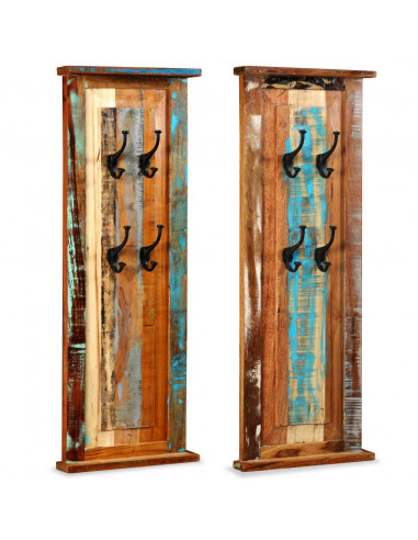 Appendiabiti 2 pz in Legno Massello di Recupero 38x100 cm