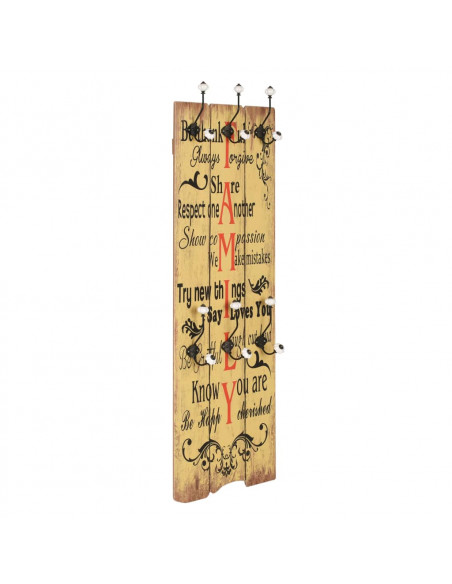 Appendiabiti da Parete con 6 Ganci FAMILY 120x40 cm