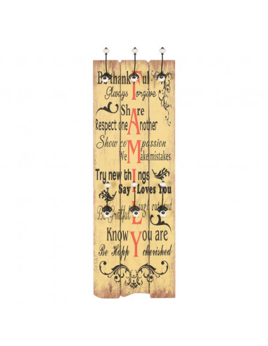 Appendiabiti da Parete con 6 Ganci FAMILY 120x40 cm