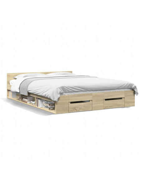 Giroletto Cassetti Rovere Sonoma 160x200 cm Legno Multistrato