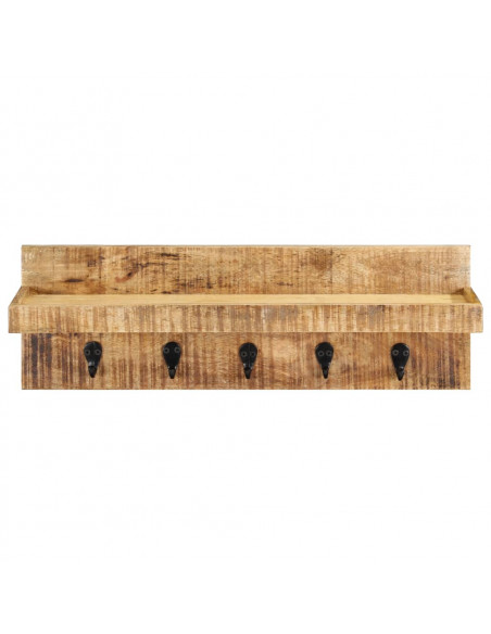Appendiabiti a Muro 60x15x20 cm Legno Massello di Mango Grezzo