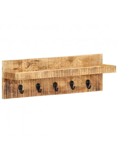 Appendiabiti a Muro 60x15x20 cm Legno Massello di Mango Grezzo