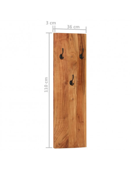 Appendiabiti a Parete 2 pz 36x3x110cm Legno Massello di Acacia