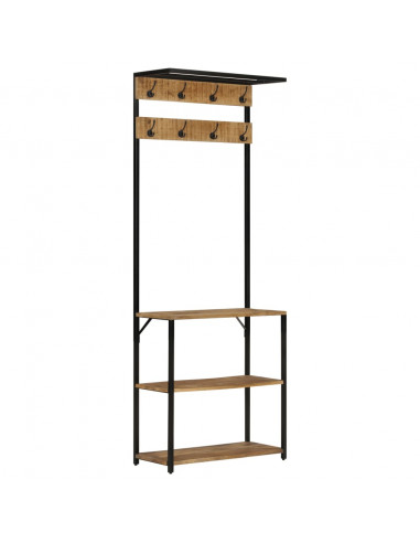 Appendiabiti con Scarpiera 68x30x182 cm Massello Mango Grezzo