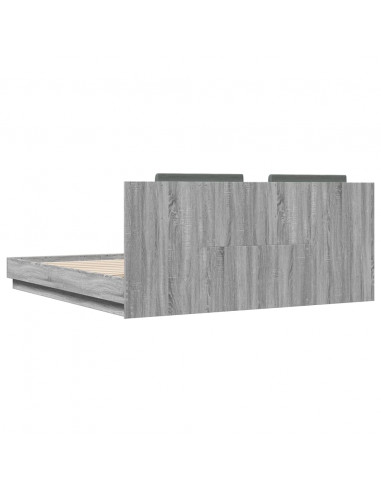 Giroletto con Testiera e LED Grigio Sonoma 200x200 cm