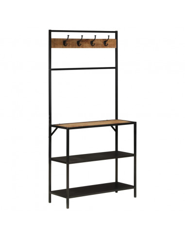 Appendiabiti 90x35x180 cm in Legno Massello di Mango e Ferro