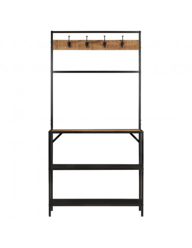 Appendiabiti 90x35x180 cm in Legno Massello di Mango e Ferro