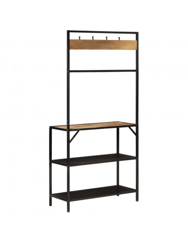 Appendiabiti 90x35x180 cm in Legno Massello di Mango e Ferro