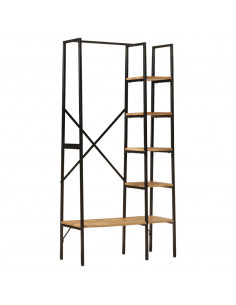 Appendiabiti con Ripiani 90x40x190cm Legno Massello Mango Ferro 2