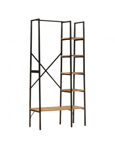 Appendiabiti con Ripiani 90x40x190cm Legno Massello Mango Ferro
