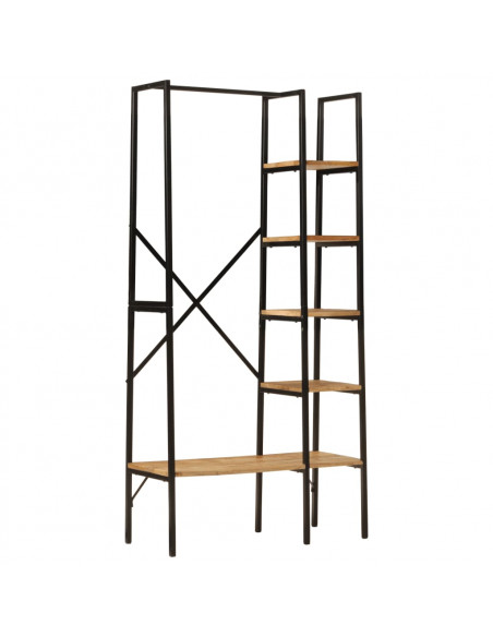 Appendiabiti con Ripiani 90x40x190cm Legno Massello Mango Ferro