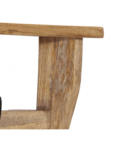 Appendiabiti da Parete con 4 Ganci in Legno Massello di Mango