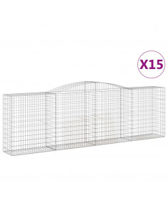 Cesti Gabbioni ad Arco 15 pz 400x50x120/140 cm Ferro Zincato 2