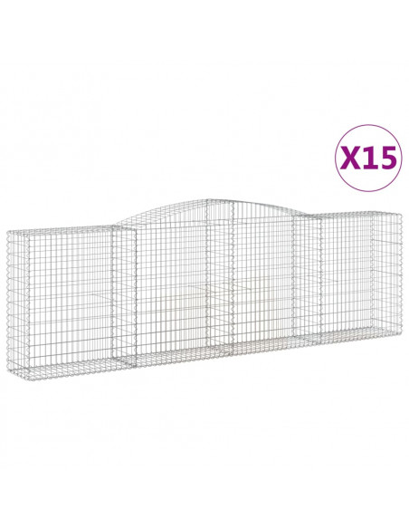 Cesti Gabbioni ad Arco 15 pz 400x50x120/140 cm Ferro Zincato
