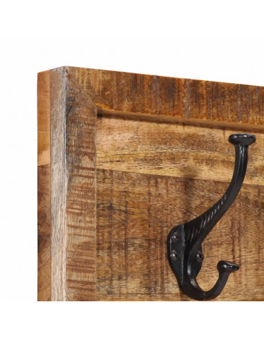 Appendiabiti da Parete con 5 Ganci in Legno Massello di Mango