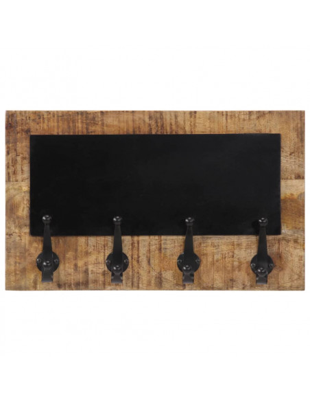 Appendiabiti da Parete con 4 Ganci 2pz Legno Massello di Mango