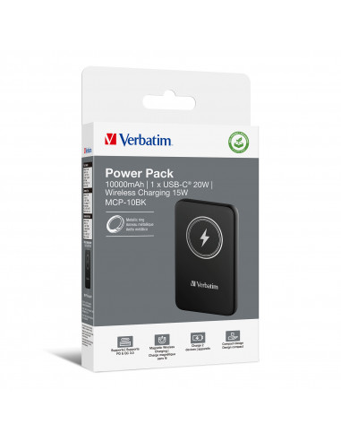 Verbatim Charge 'n' Go Polimeri di litio (LiPo) 10000 mAh Carica wireless Nero