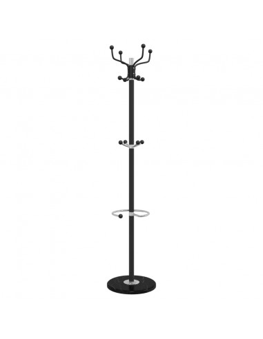 Appendiabiti con Portaombrelli Nero 180 cm Ferro Verniciato