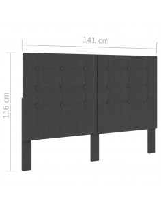 Testiera Letto Trapuntata Grigio Scuro in Tessuto 140x200 cm