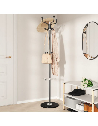 Appendiabiti con Portaombrelli Nero 180 cm Ferro Verniciato