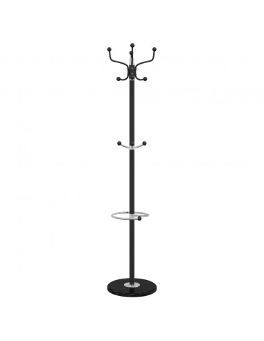 Appendiabiti con Portaombrelli Nero 180 cm Ferro Verniciato