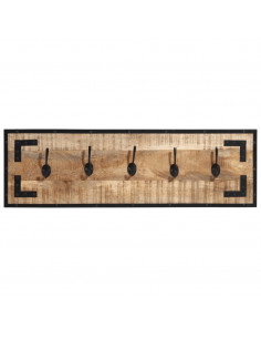 Appendiabiti 2 pz 80x8x25 cm in Legno Massello Grezzo di Mango 2