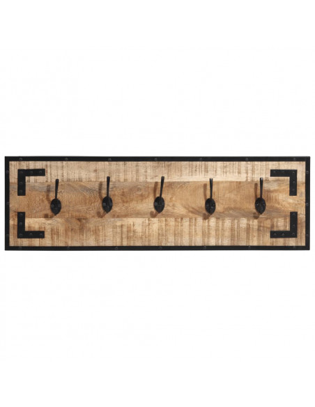Appendiabiti 2 pz 80x8x25 cm in Legno Massello Grezzo di Mango