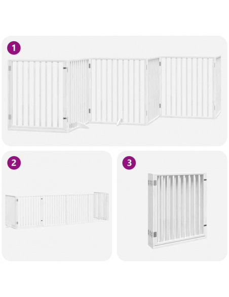 Cancello Cani Porta Pieghevole Bianco 6 Pannelli 480 cm Pioppo